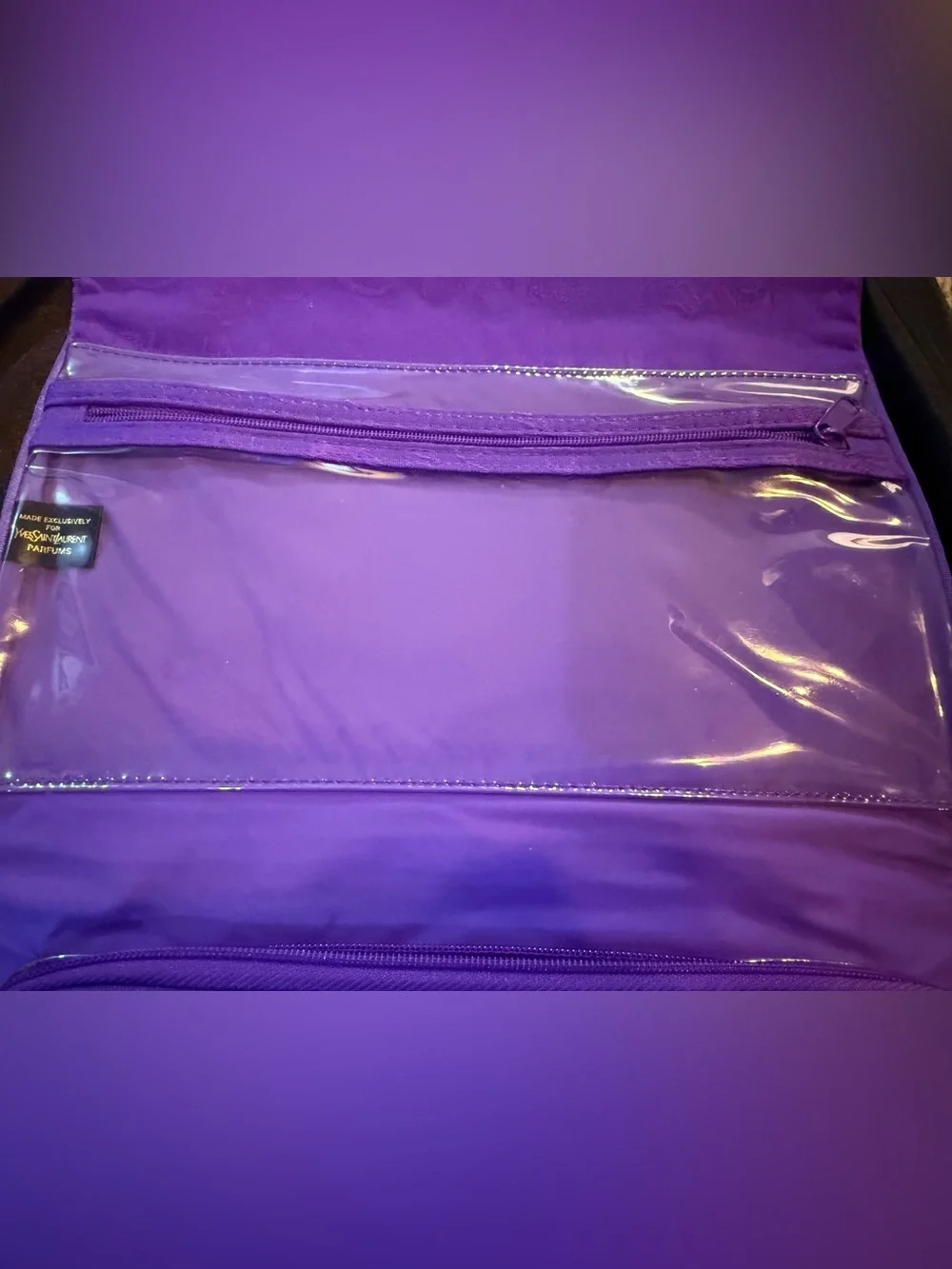 Yves Saint Laurent -Purple Logo Jacquard Clutch/Cosmetic tri fold travel bag